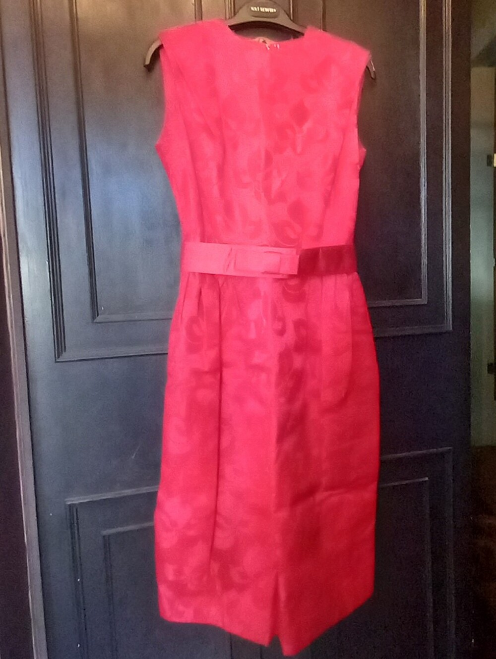 Vintage Early 60's SATIN Little Red Pink Dress with Belt